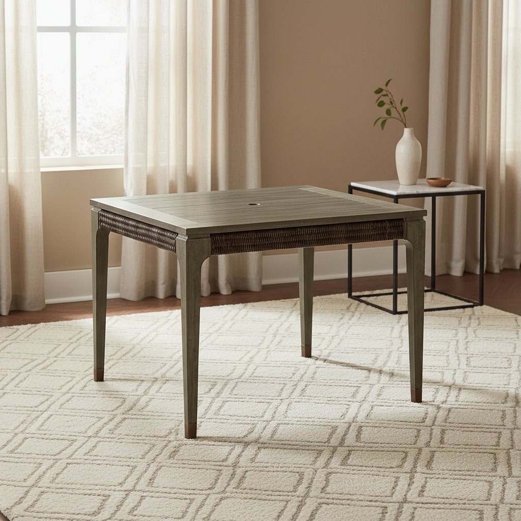 JC Outdoor - Hampton Collection - Square Grey & Rattan Dining Table Dining Tables| Jonathan Charles
