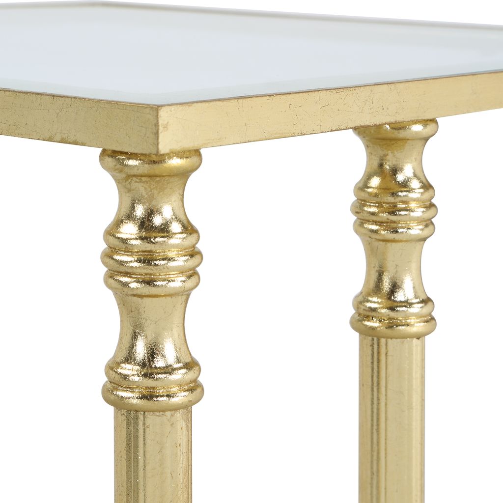 Henzler 30 W x 63 H x 33 D Gold Rectangle C Table Table with Glass Top