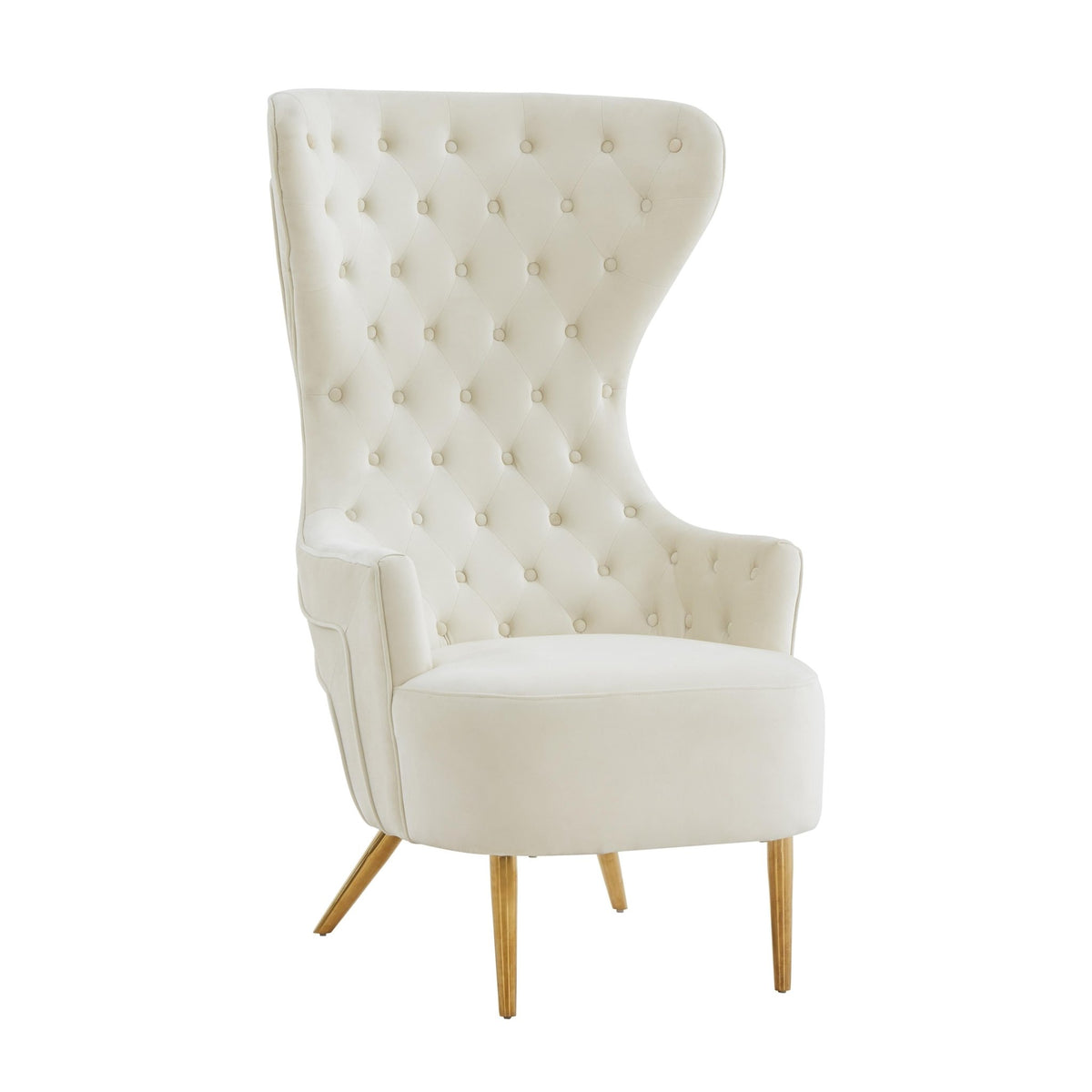 Jezebel Cream Velvet Wingback Chair Chairs| TOV