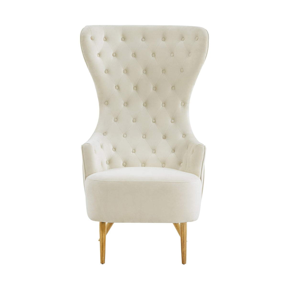 Jezebel Cream Velvet Wingback Chair Chairs| TOV