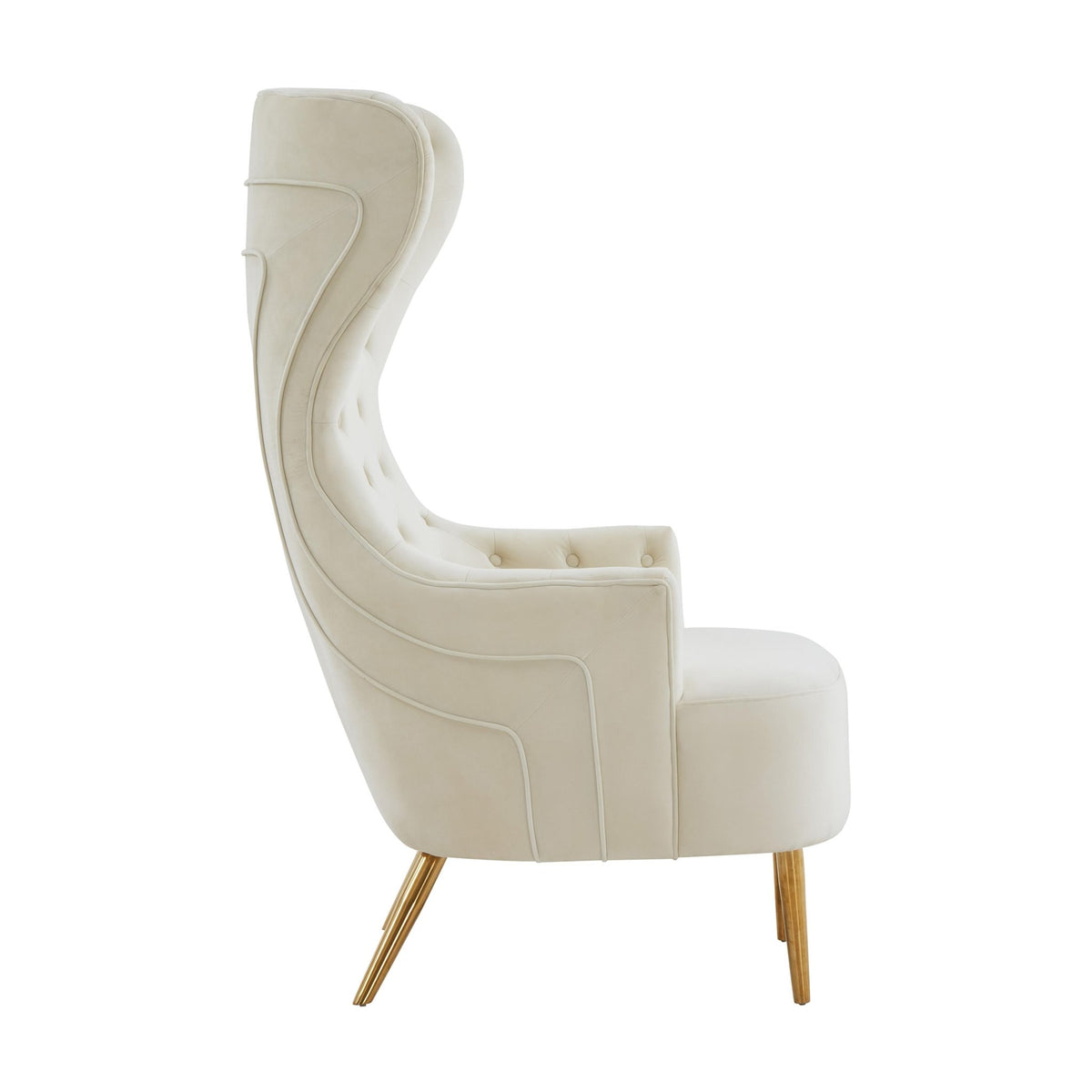 Jezebel Cream Velvet Wingback Chair Chairs| TOV