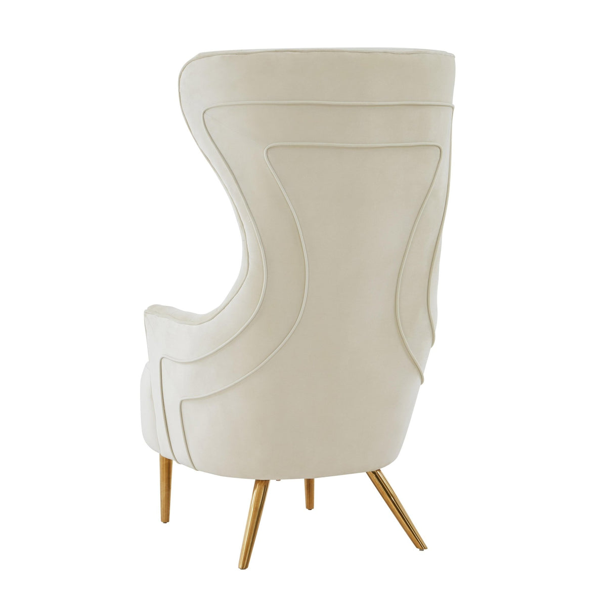 Jezebel Cream Velvet Wingback Chair Chairs| TOV