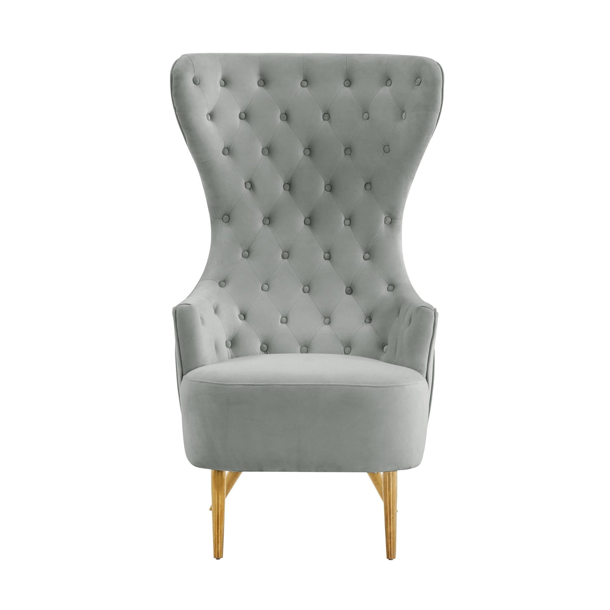 Jezebel Grey Velvet Wingback Chair Chairs| TOV