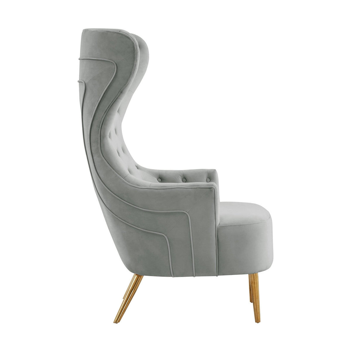 Jezebel Grey Velvet Wingback Chair Chairs| TOV