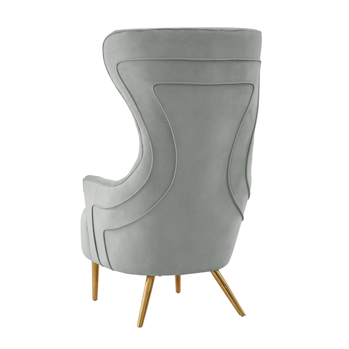 Jezebel Grey Velvet Wingback Chair Chairs| TOV