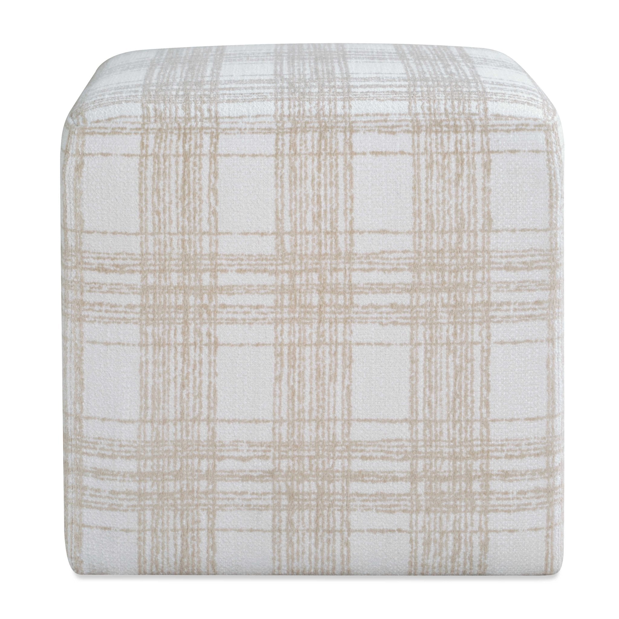 Joie Porcelain Plaid Ottoman Ottomans| Uttermost
