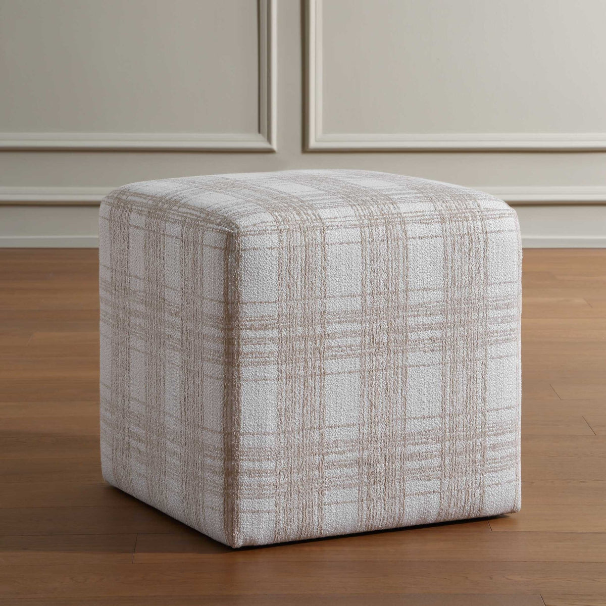 Joie Porcelain Plaid Ottoman Ottomans| Uttermost