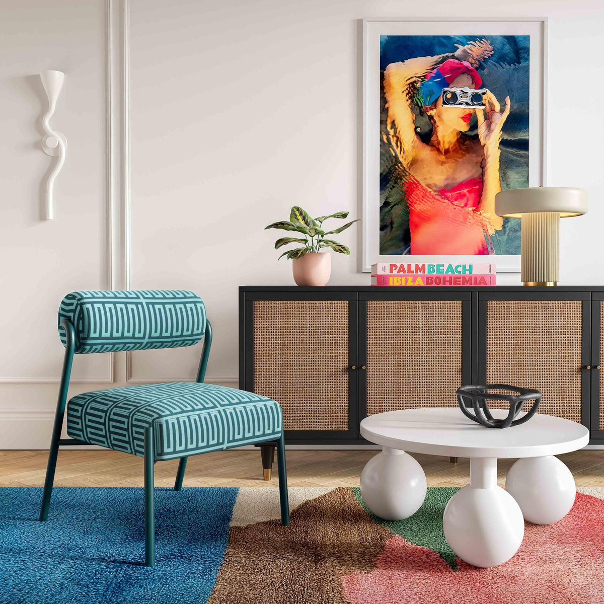 Jolene Green Patterned Linen Accent Chair Chairs| TOV