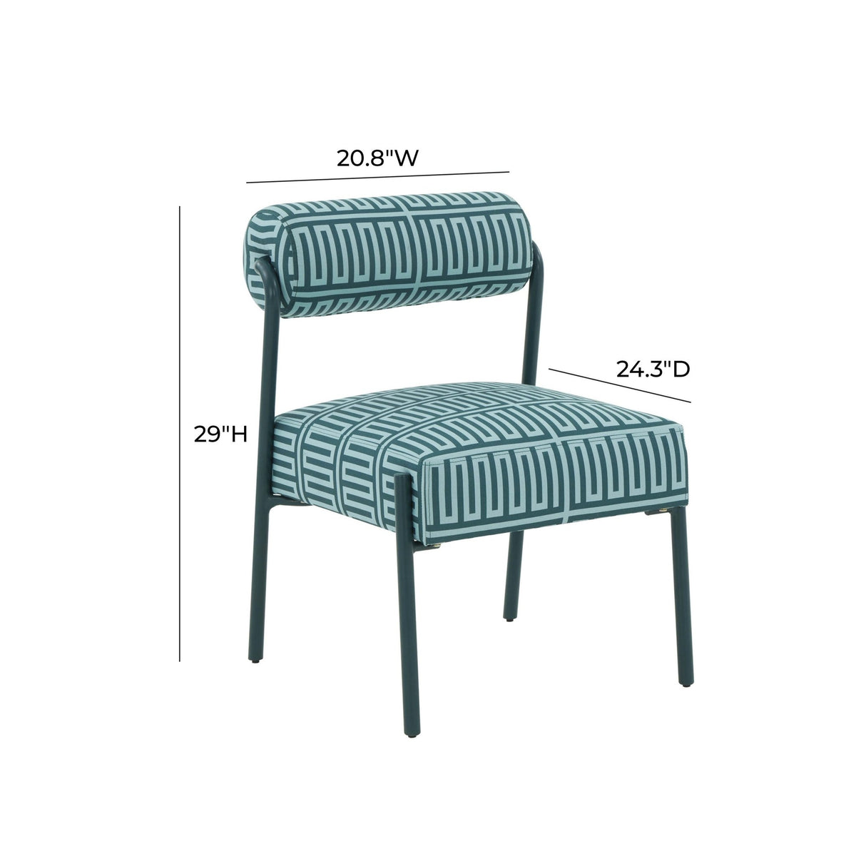 Jolene Green Patterned Linen Accent Chair Chairs| TOV