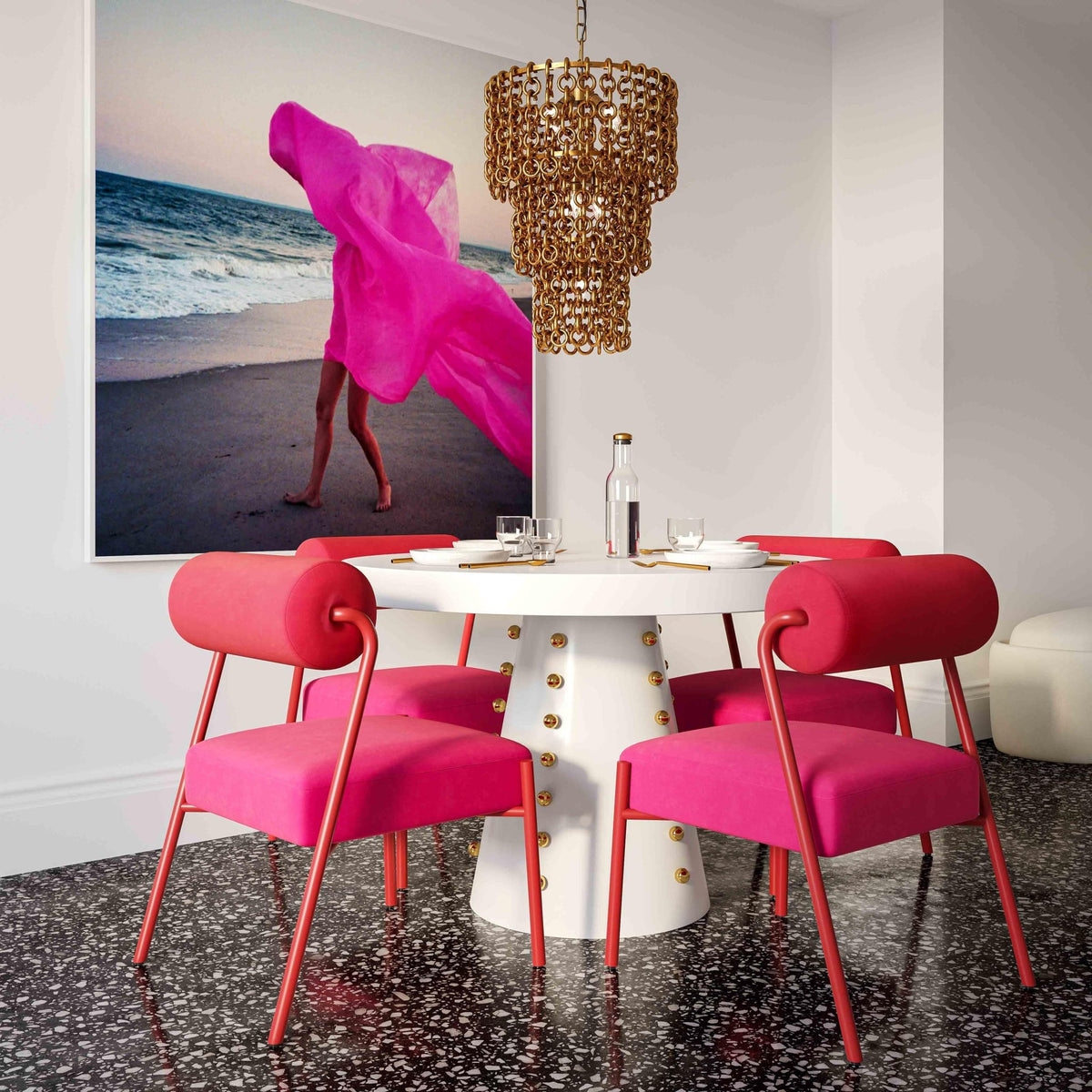 Jolene Hot Pink Velvet Dining Chair - Set of 2 Dining Chairs| TOV