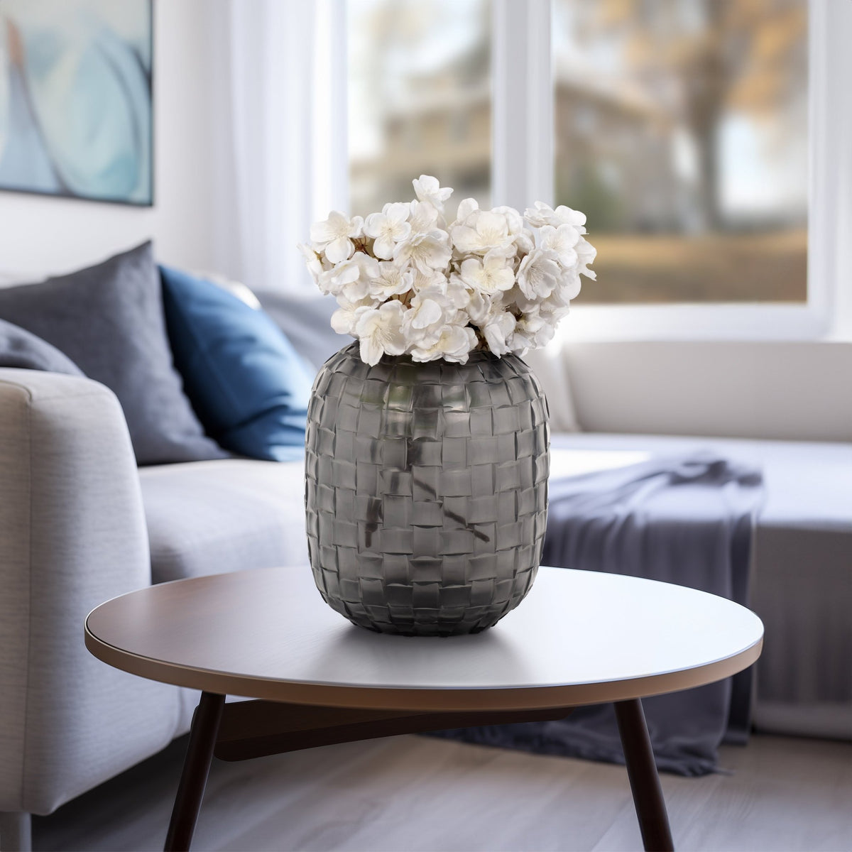 Jordan Glass,Woven Finish Vase, Gray Vases and Jars| Sagebrook Home
