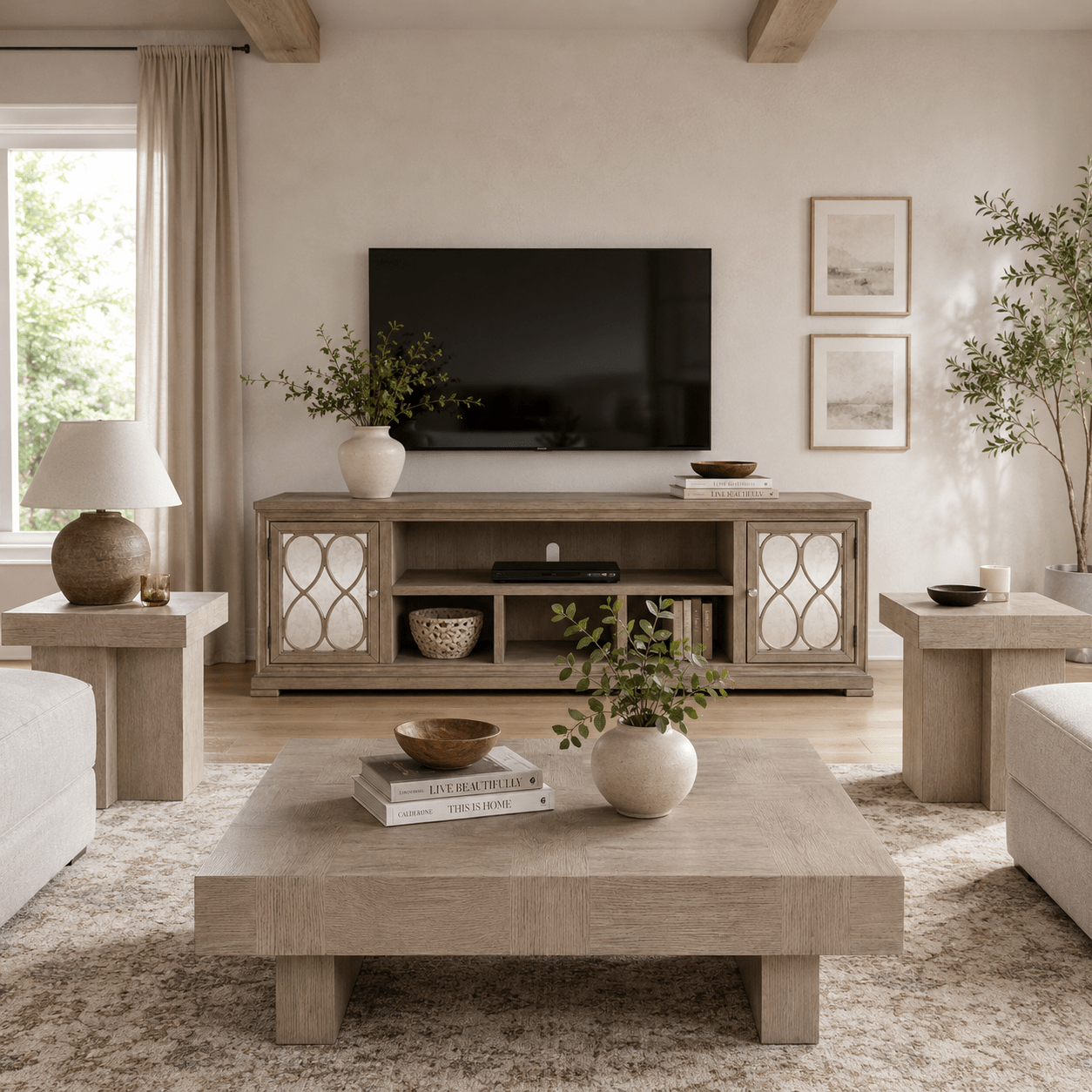 Jorlaina Table Set With TV Stand Table Sets| Ashley Homestore