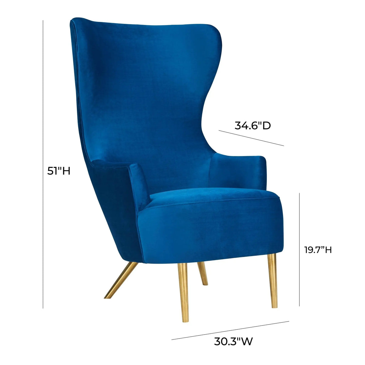 Julia Navy Wingback Chair Chairs| TOV