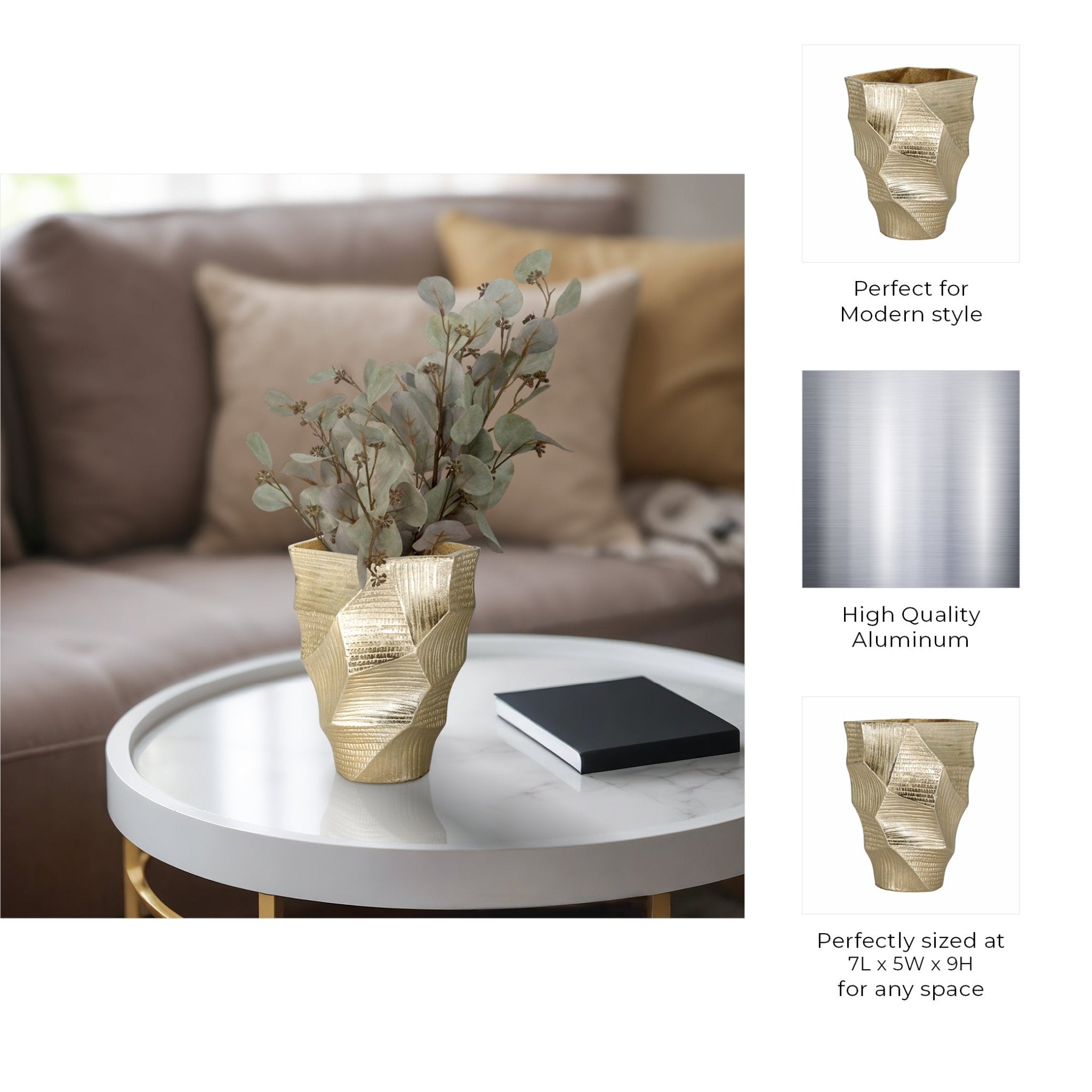 Juneau Smallgold Metal Vase Vases and Jars| Sagebrook Home