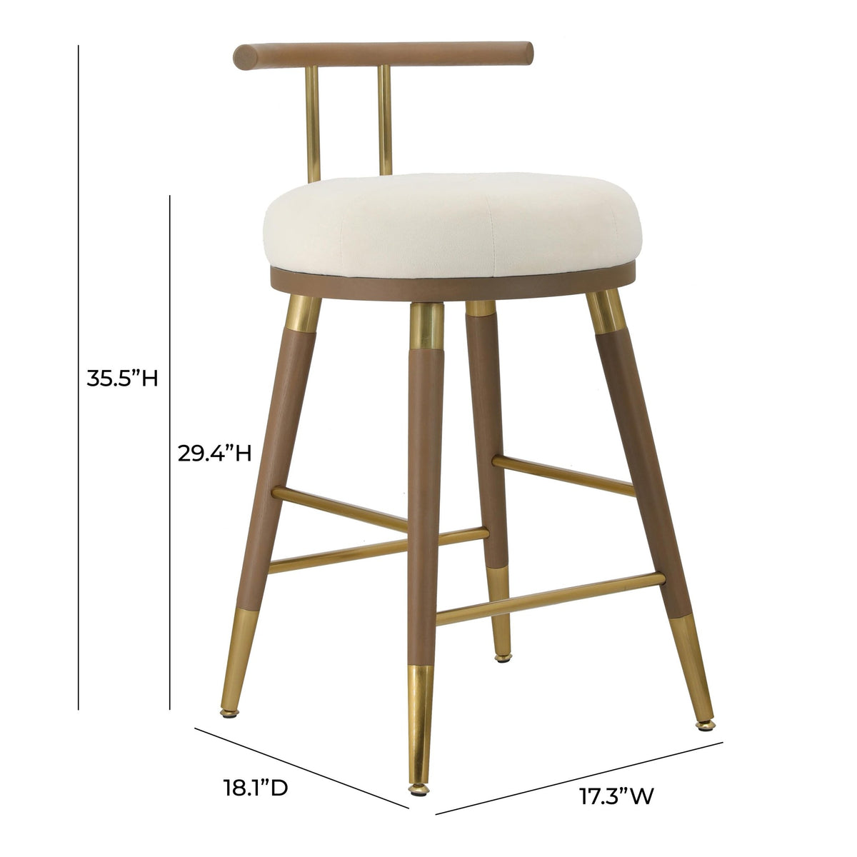 Juniper Cream Velvet Barstool Stools| TOV