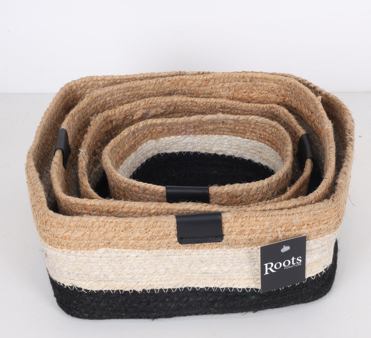 JUTE SQUARE BASKET - TRI COLOR - SET OF 4 Baskets| Roots Furniture