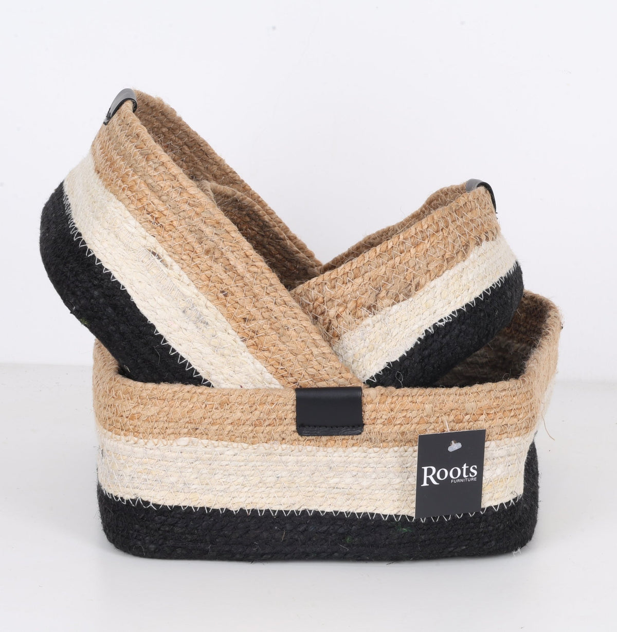 JUTE SQUARE BASKET - TRI COLOR - SET OF 4 Baskets| Roots Furniture