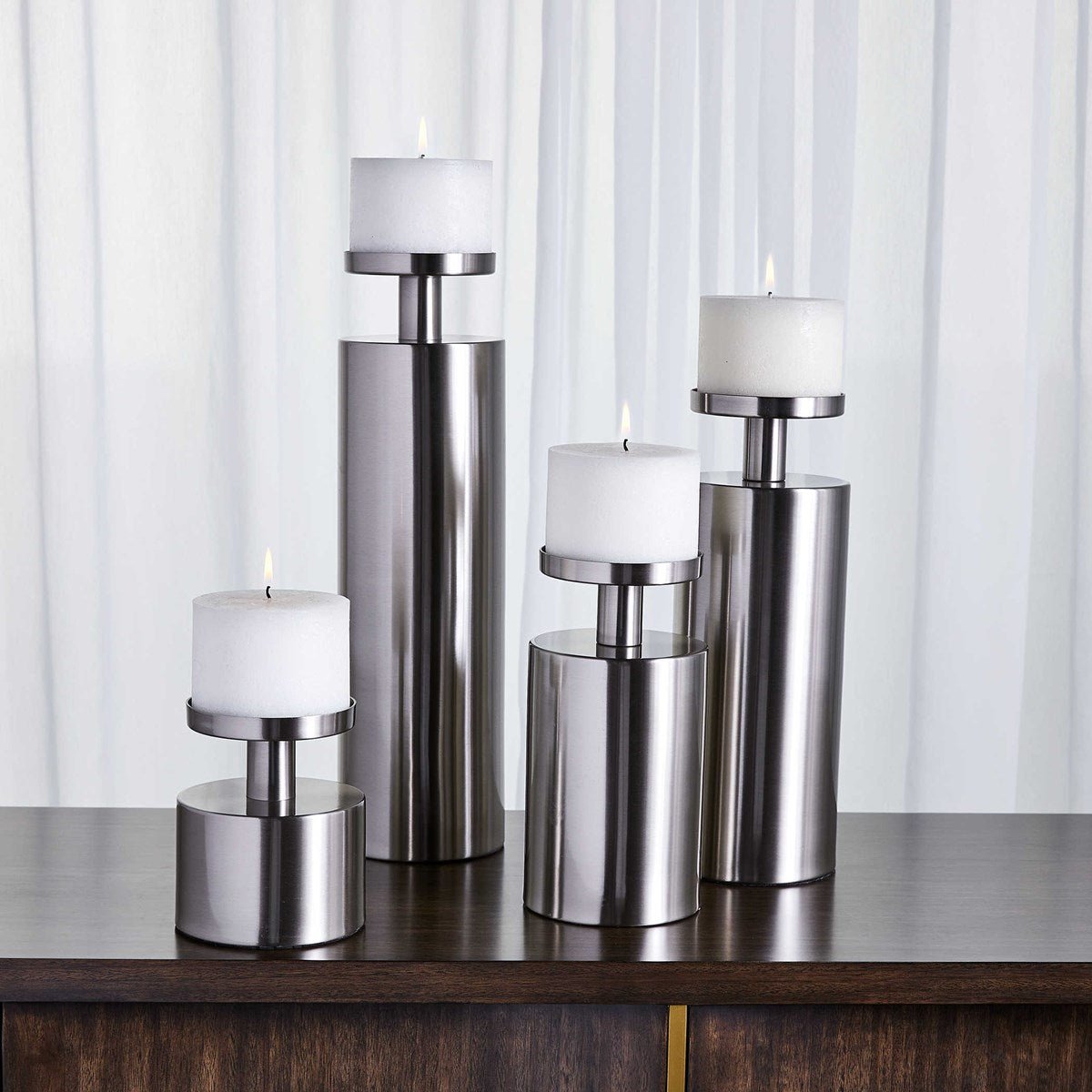Kamdyn Silver Candleholders, S/4 Candle Holders| Uttermost
