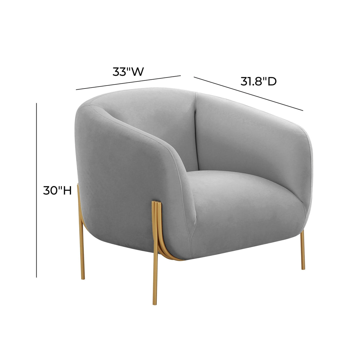 Kandra Grey Velvet Accent Chair Chairs| TOV