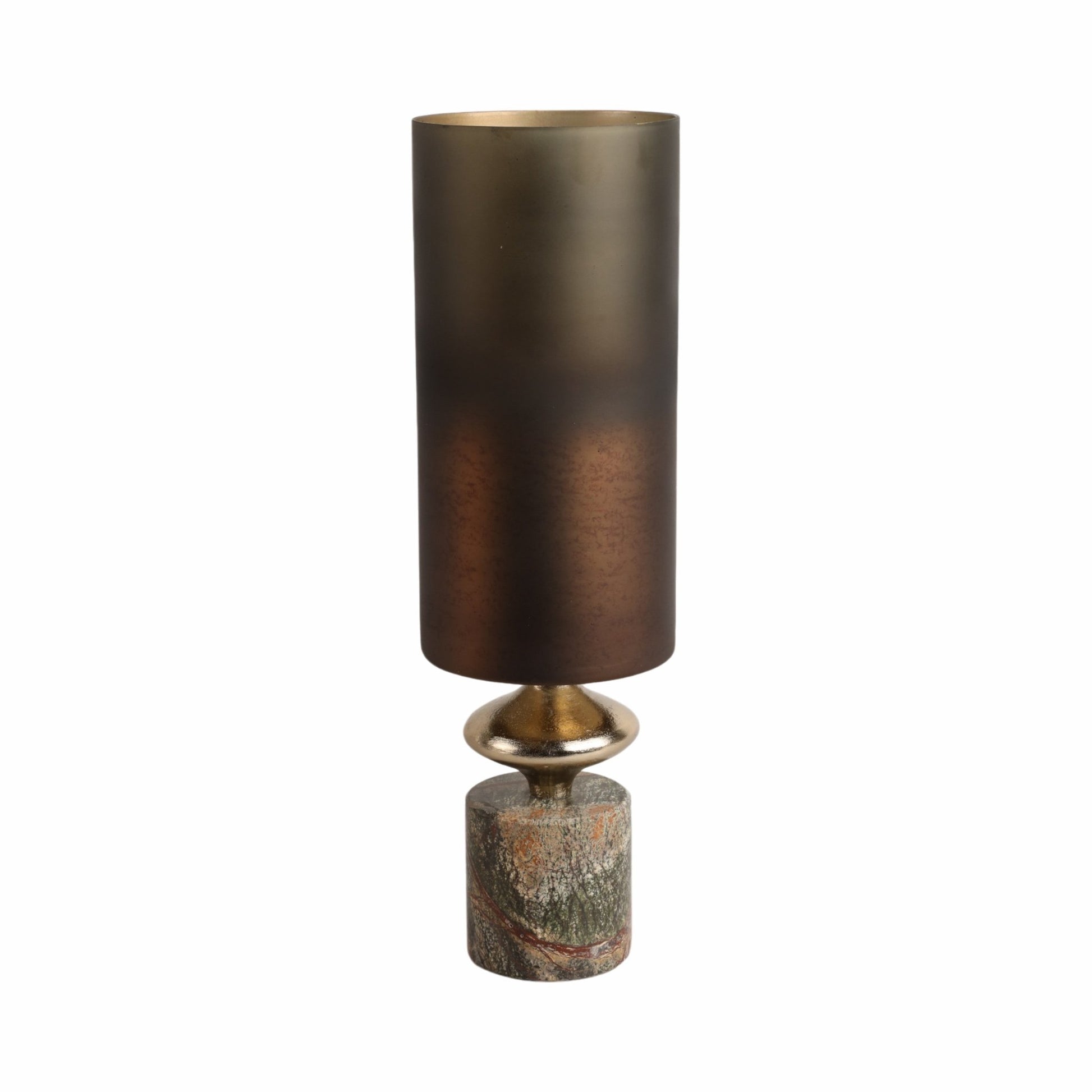 Kano Glass Hurricane W/stone Base, Green Vases and Jars| Sagebrook Home