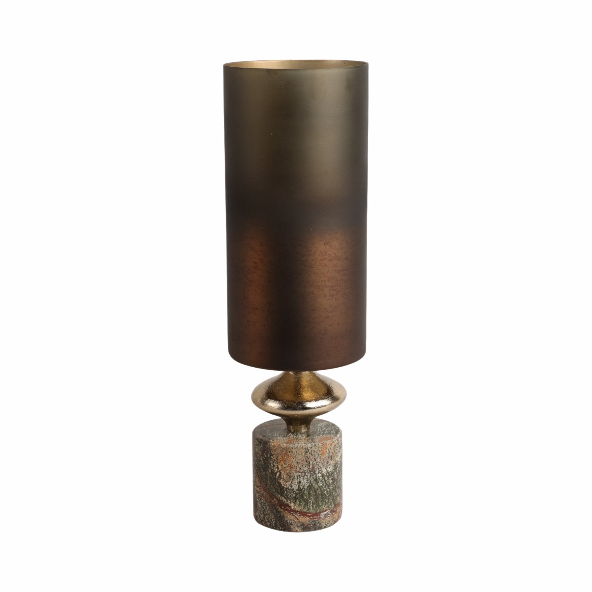 Kano Glass Hurricane W/stone Base, Green Vases and Jars| Sagebrook Home