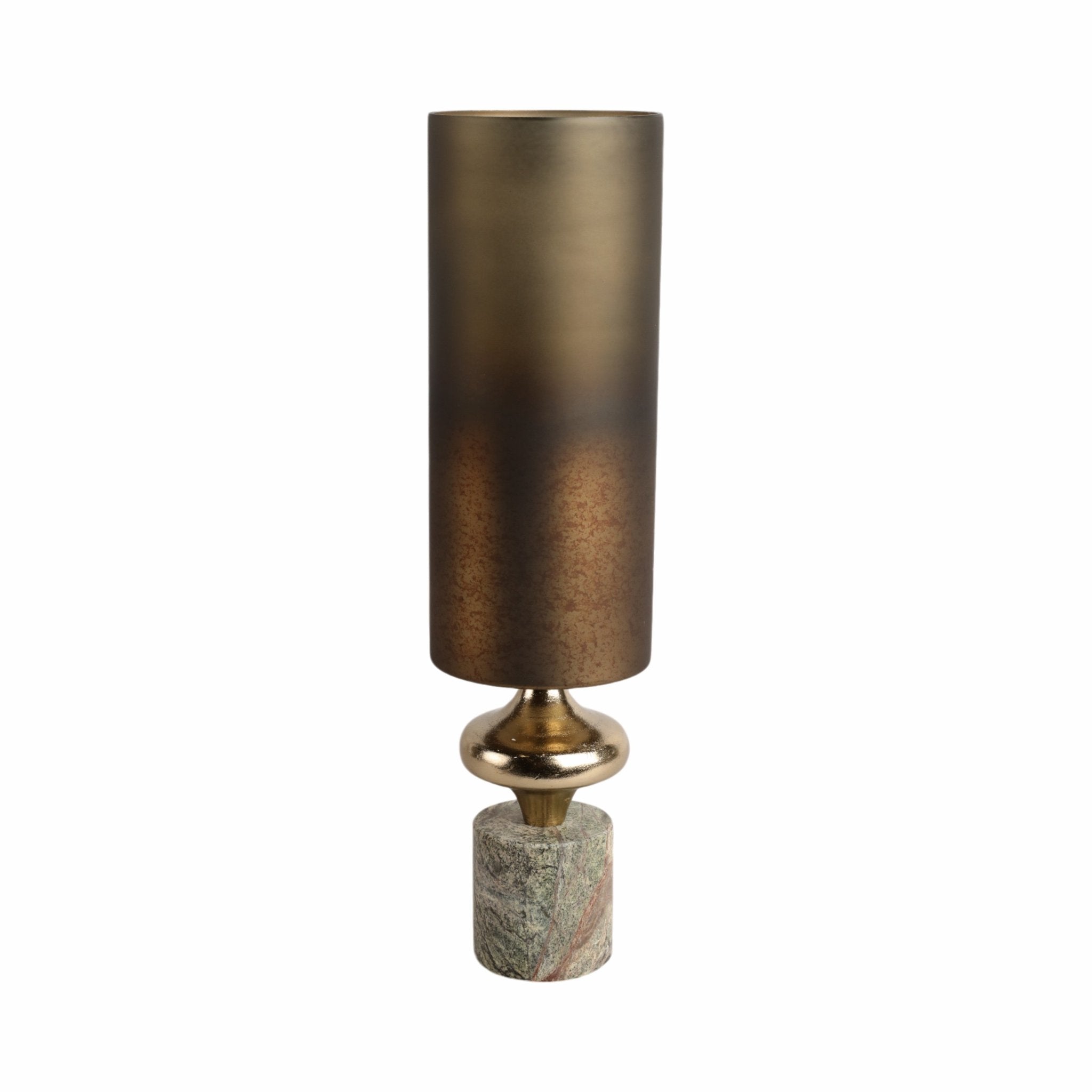 Kano Glass Hurricane W/stone Base, Green Vases and Jars| Sagebrook Home