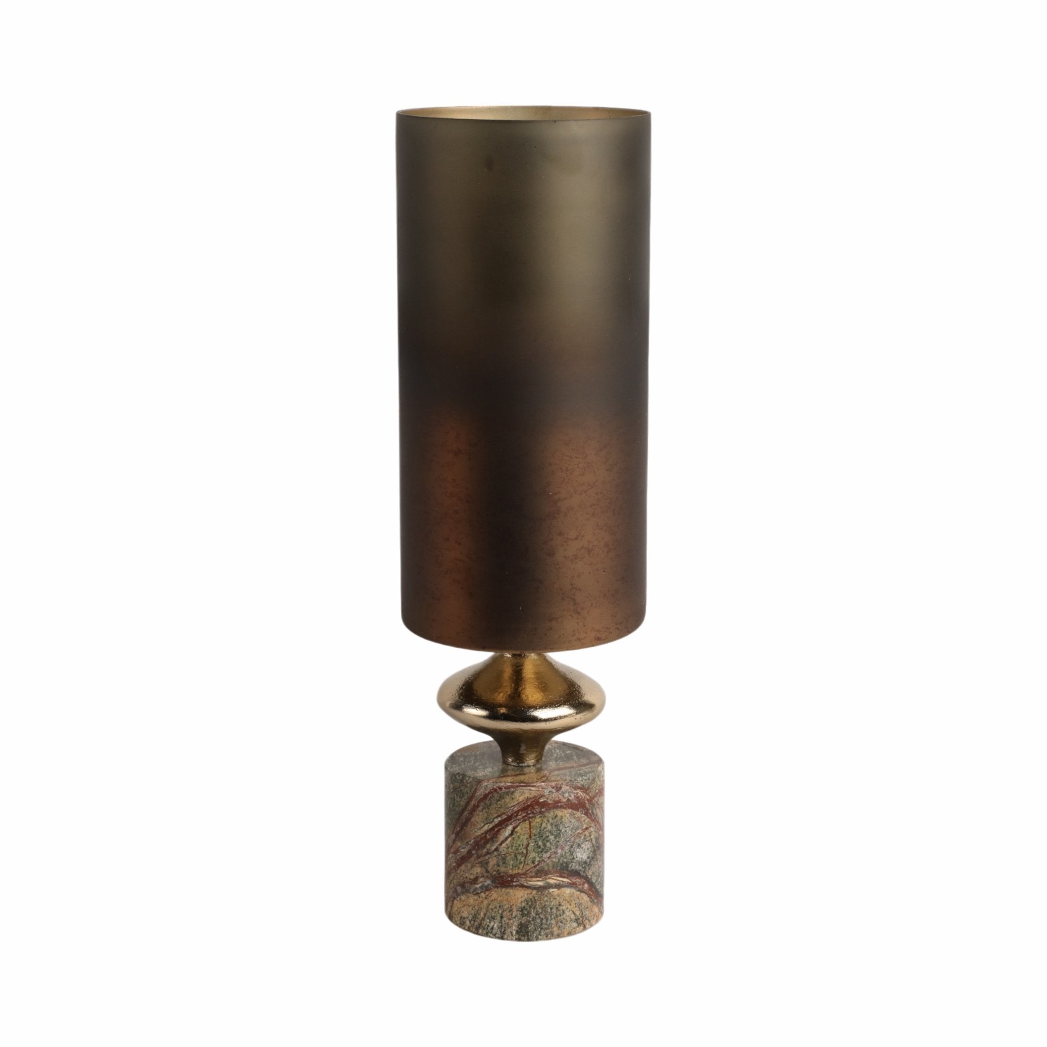 Kano Glass Hurricane W/stone Base, Green Vases and Jars| Sagebrook Home