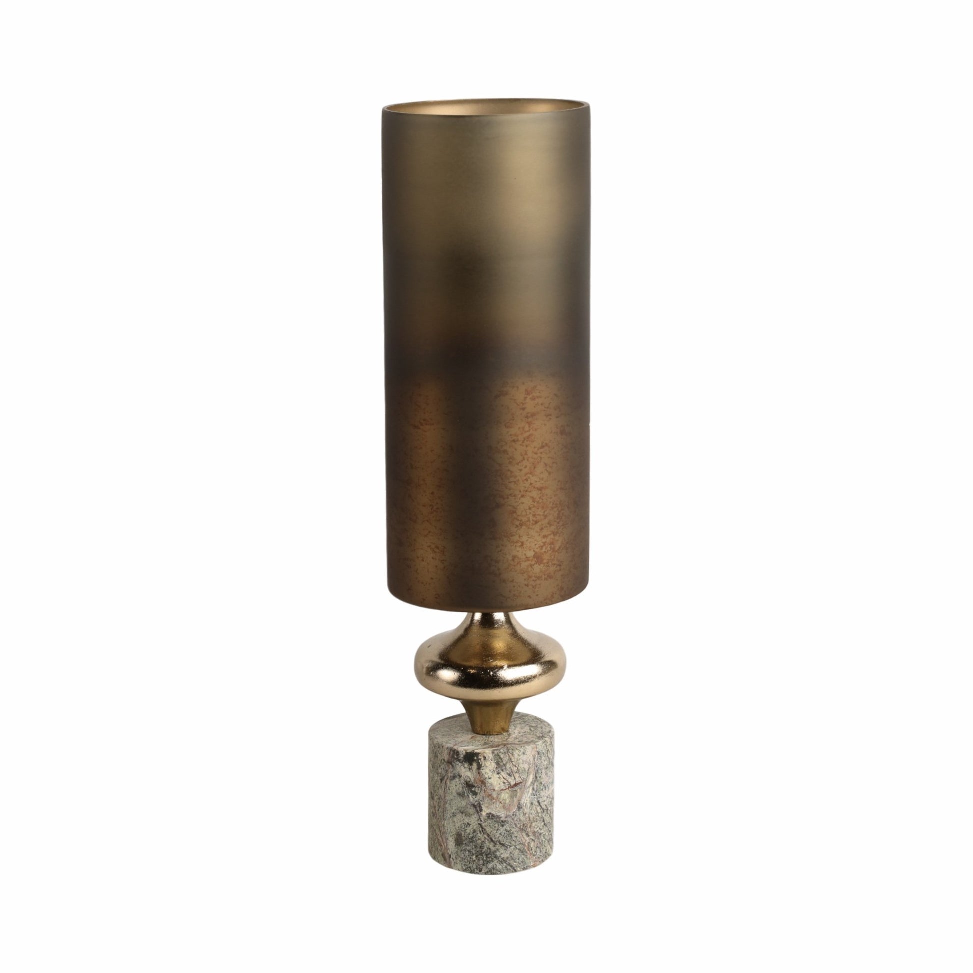Kano Glass Hurricane W/stone Base, Green Vases and Jars| Sagebrook Home