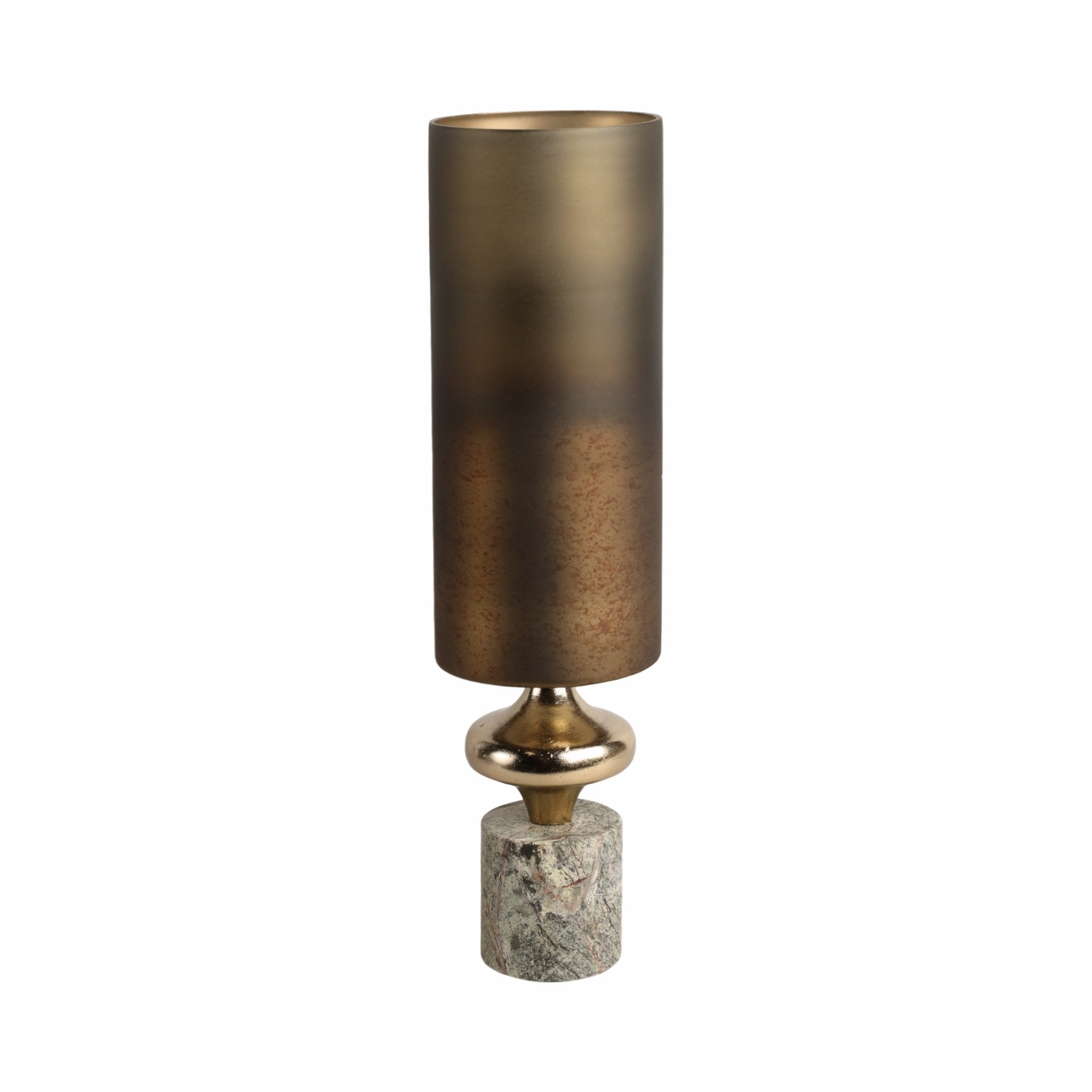Kano Glass Hurricane W/stone Base, Green Vases and Jars| Sagebrook Home