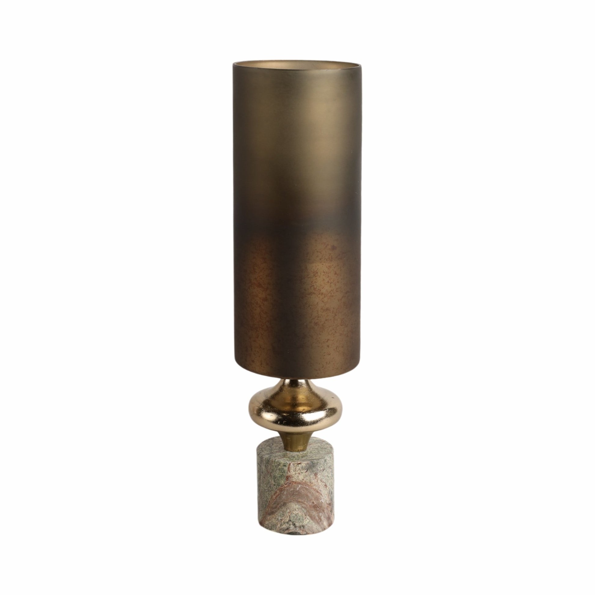 Kano Glass Hurricane W/stone Base, Green Vases and Jars| Sagebrook Home