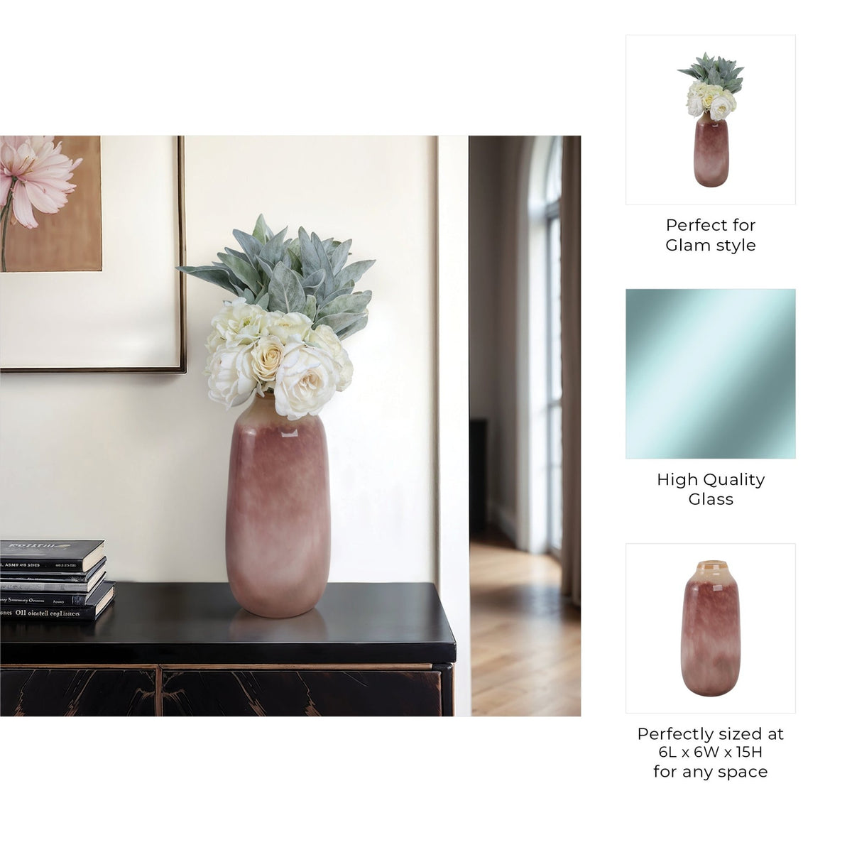 KANO MAUVE GLASS VASE Vases and Jars| Sagebrook Home
