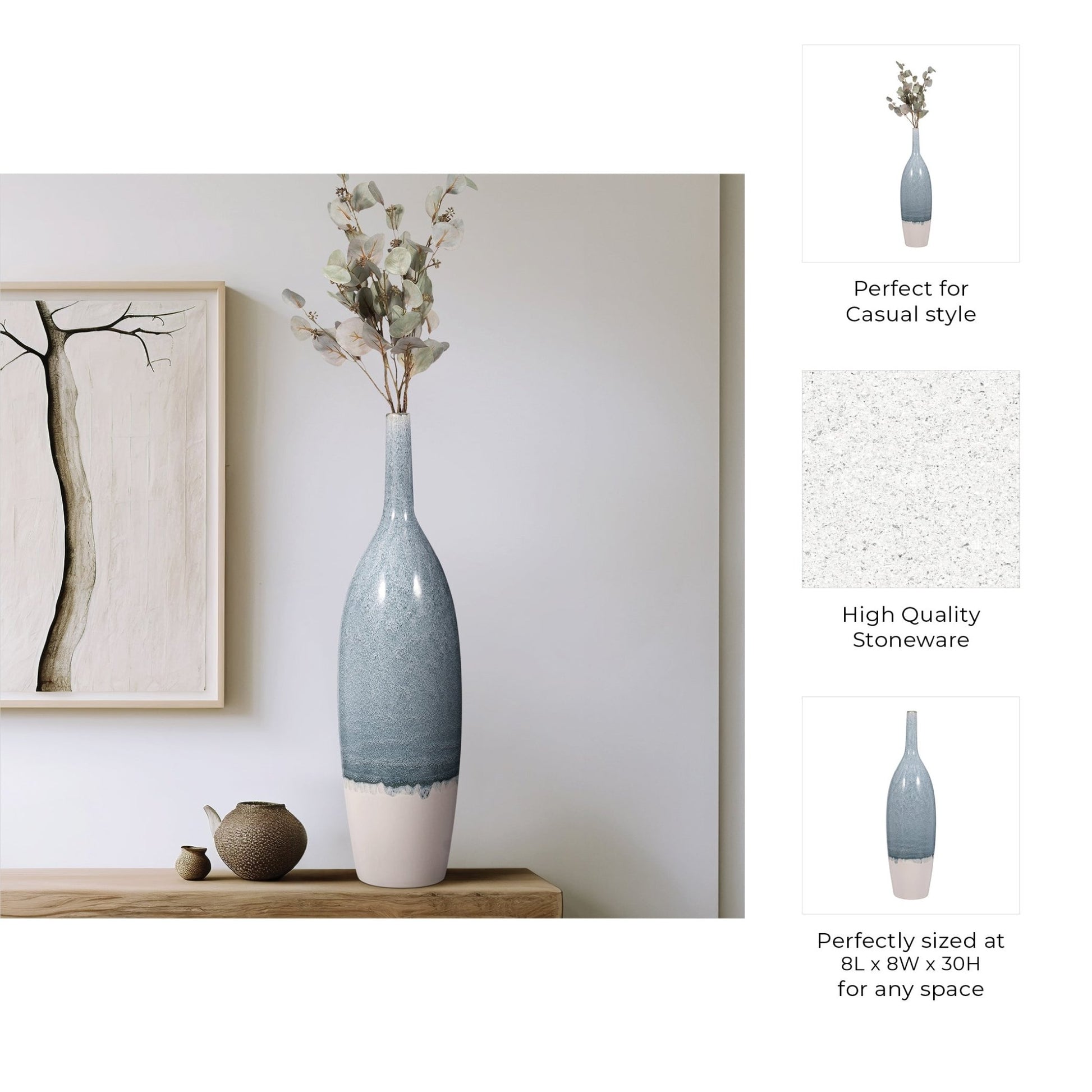 KASHION BLUE CERAMIC VASE Vases and Jars| Sagebrook Home