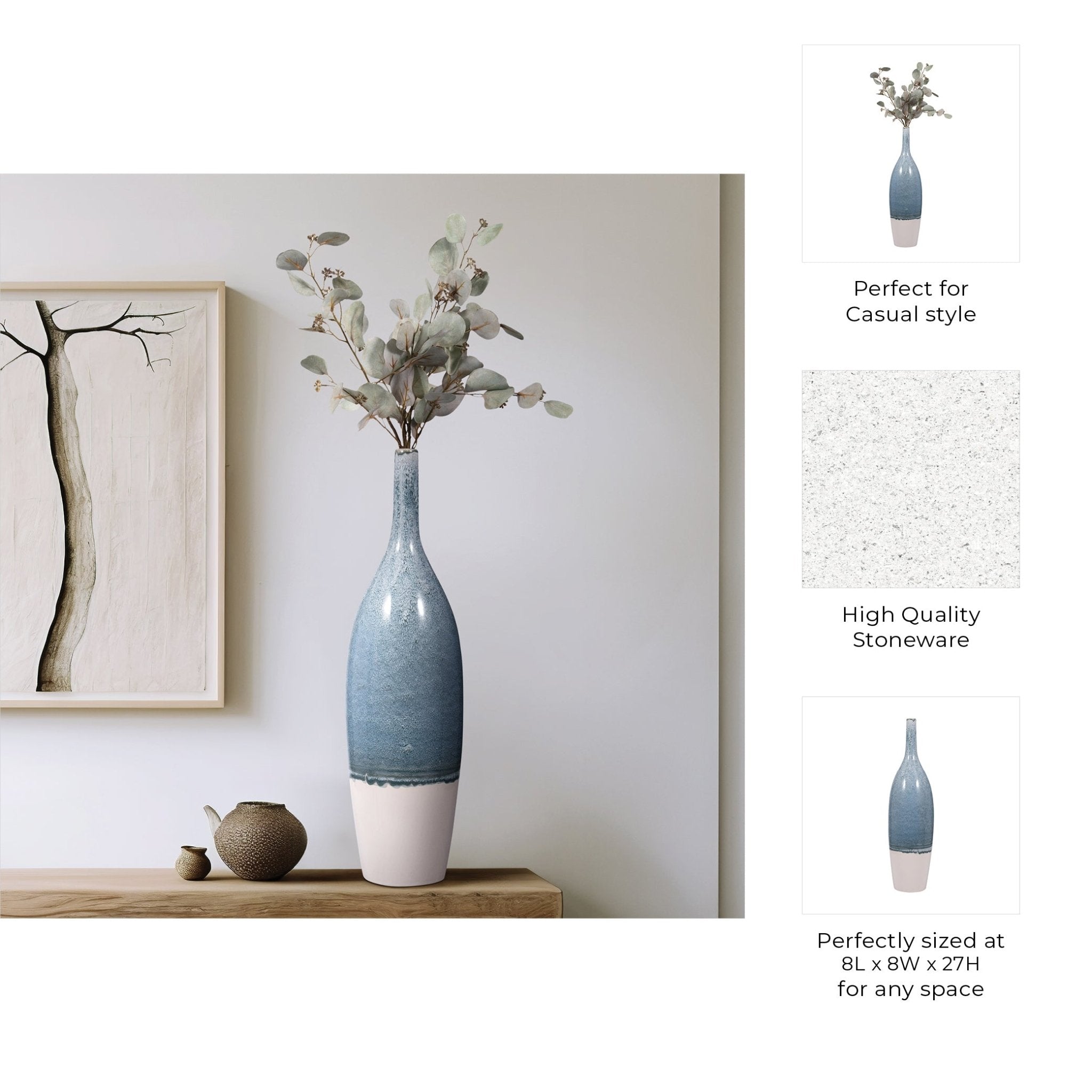 KASHION BLUE CERAMIC VASE Vases and Jars| Sagebrook Home