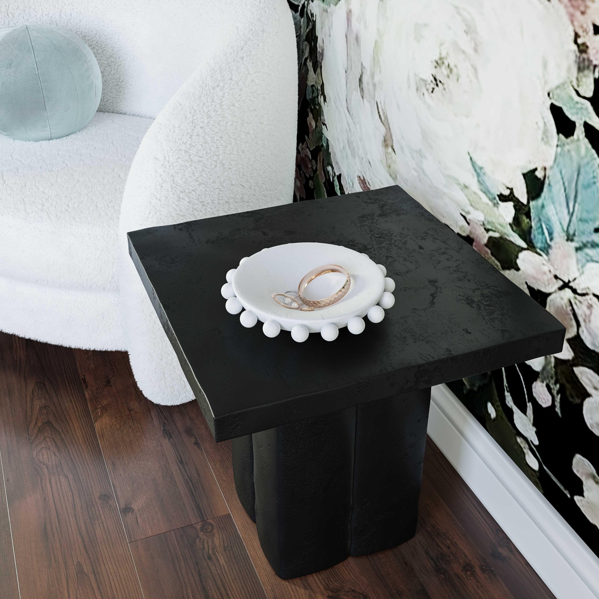 Kayla Black Concrete Side Table End Tables| TOV