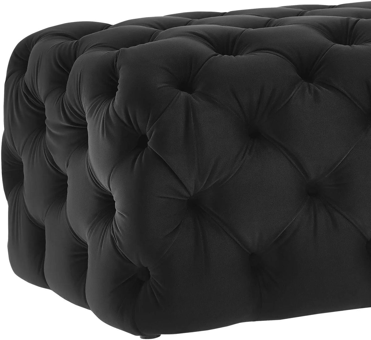 Kaylee Black Velvet Ottoman Ottomans| TOV