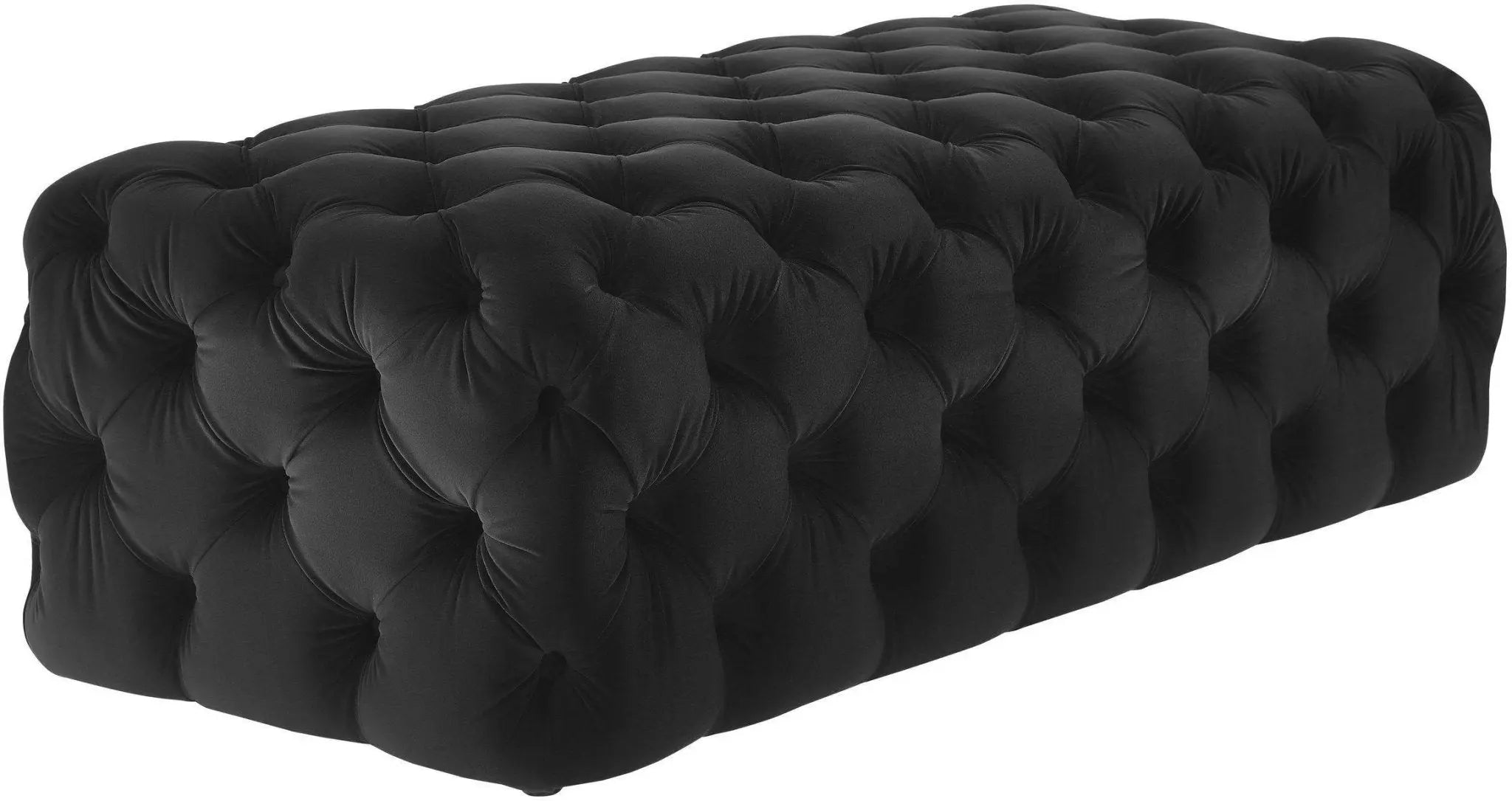 Kaylee Black Velvet Ottoman Ottomans| TOV