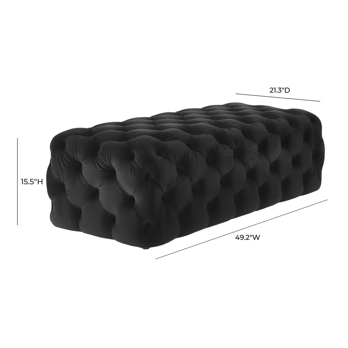 Kaylee Black Velvet Ottoman Ottomans| TOV