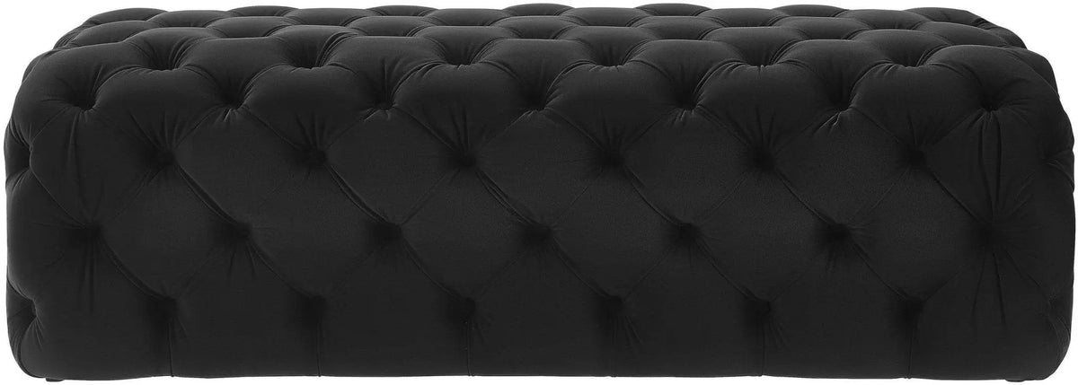 Kaylee Black Velvet Ottoman Ottomans| TOV