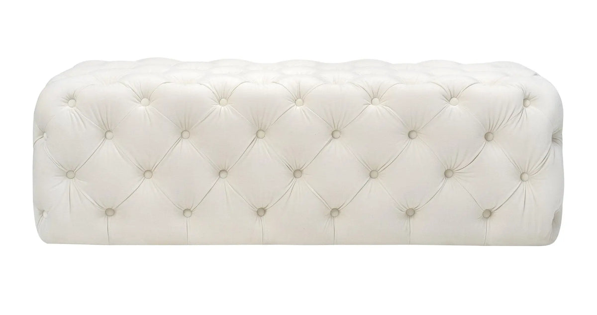 Kaylee Cream Velvet Ottoman Ottomans| TOV