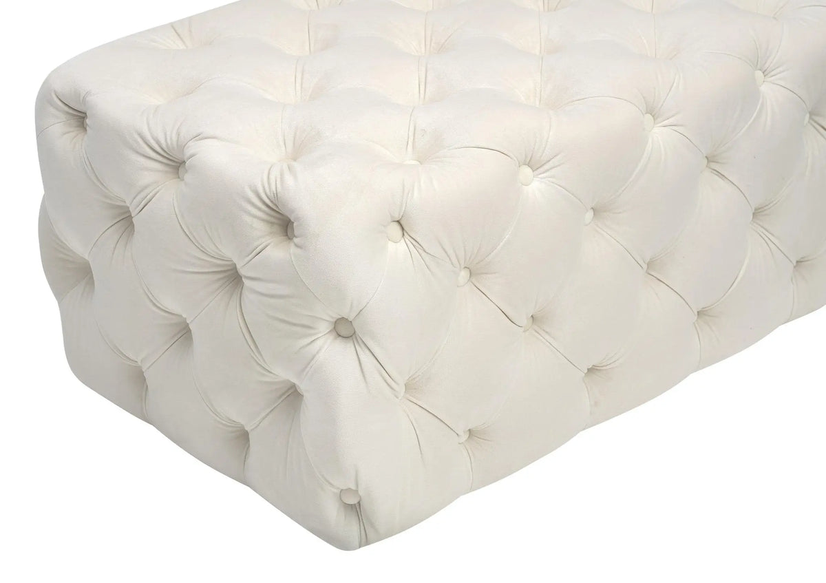 Kaylee Cream Velvet Ottoman Ottomans| TOV
