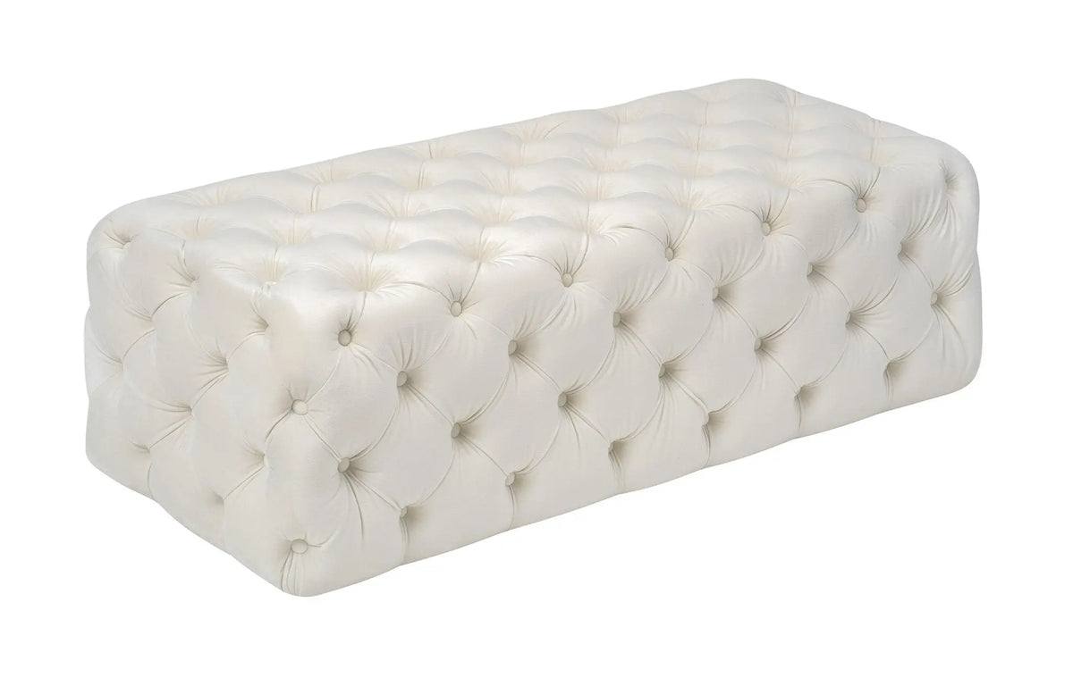 Kaylee Cream Velvet Ottoman Ottomans| TOV