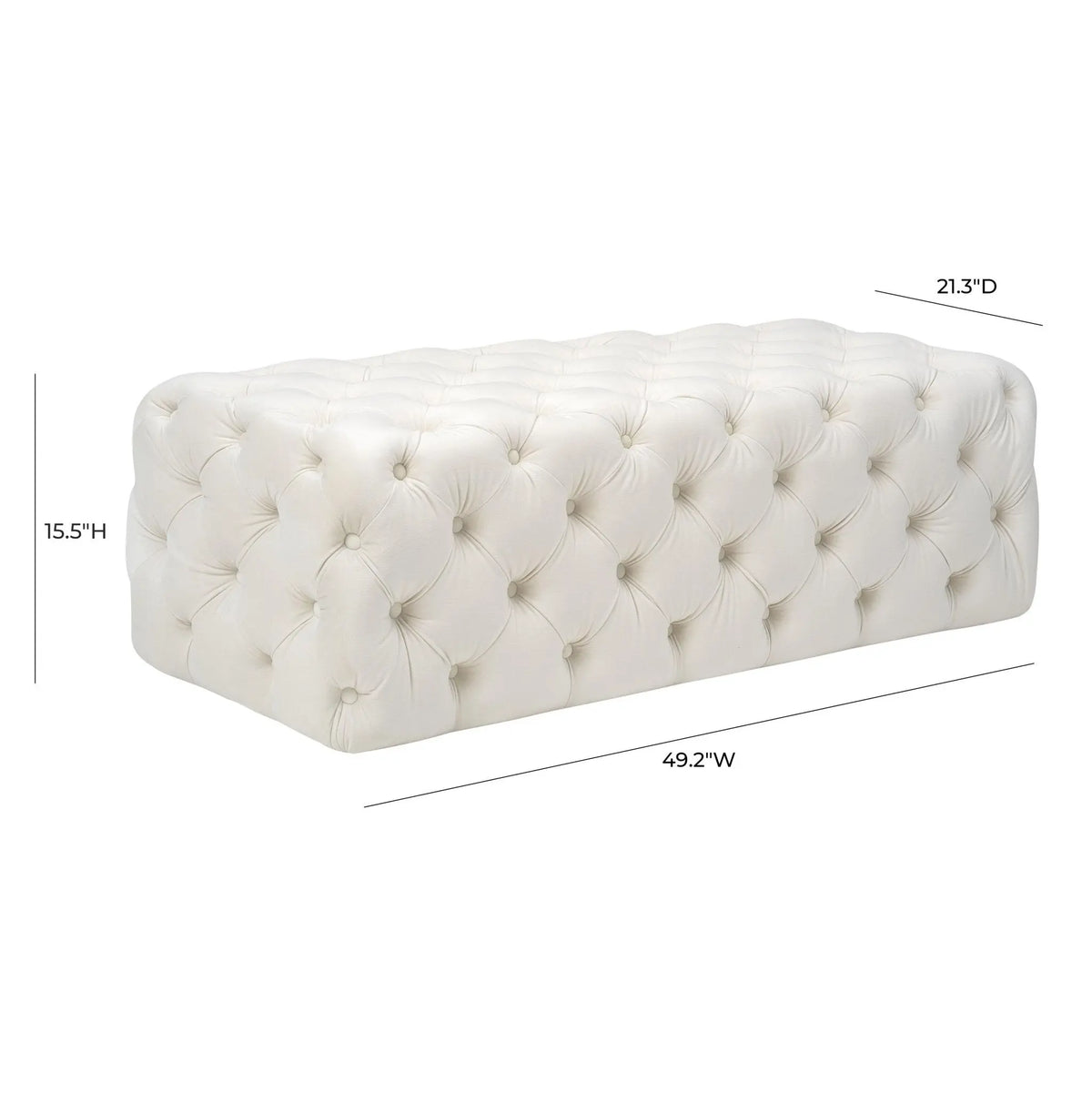 Kaylee Cream Velvet Ottoman Ottomans| TOV