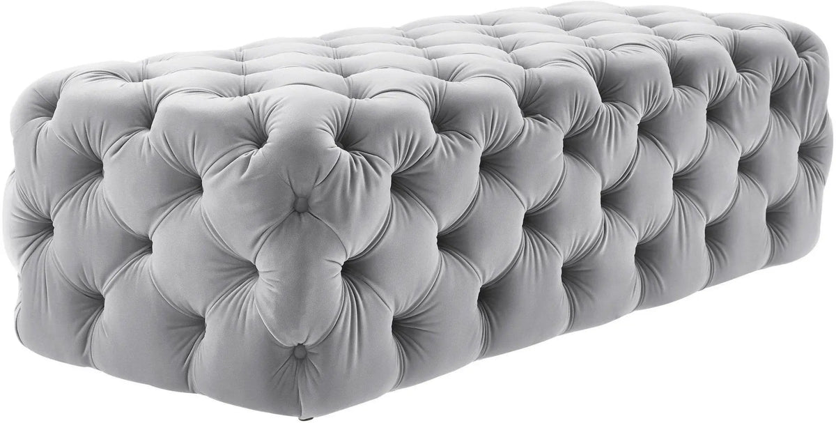 Kaylee Grey Velvet Ottoman Ottomans| TOV