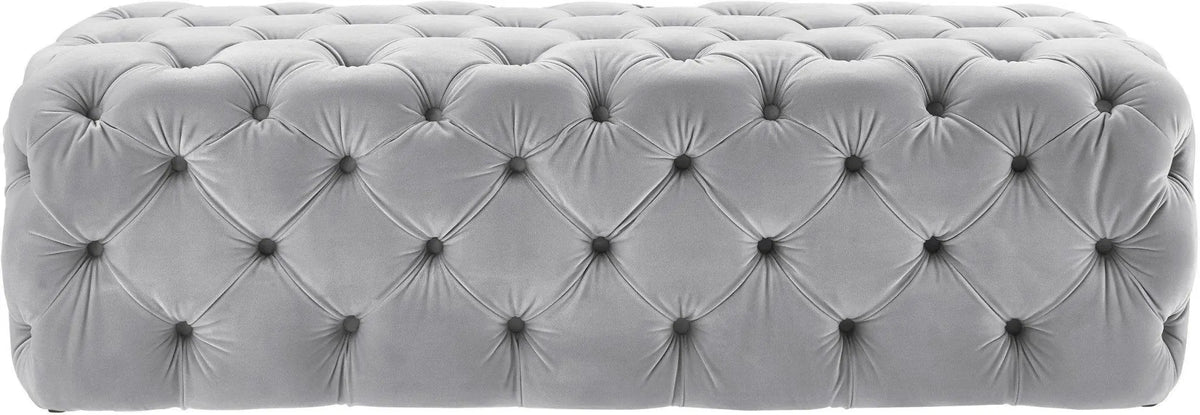 Kaylee Grey Velvet Ottoman Ottomans| TOV