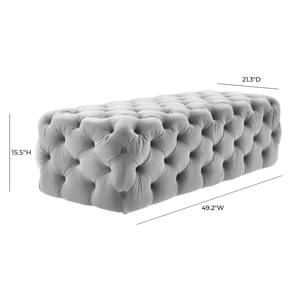 Kaylee Grey Velvet Ottoman Ottomans| TOV
