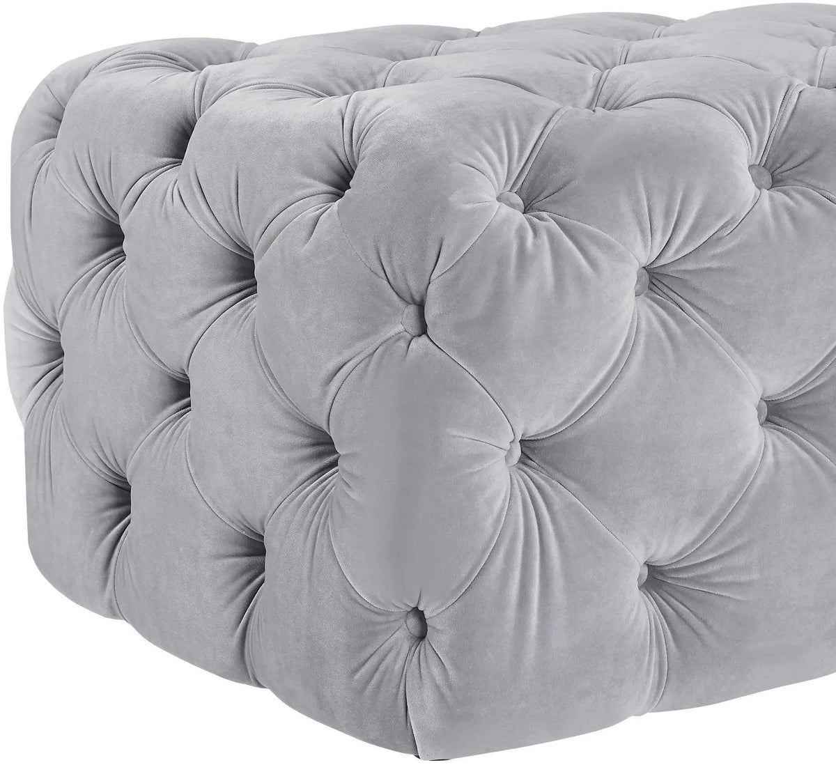 Kaylee Grey Velvet Ottoman Ottomans| TOV