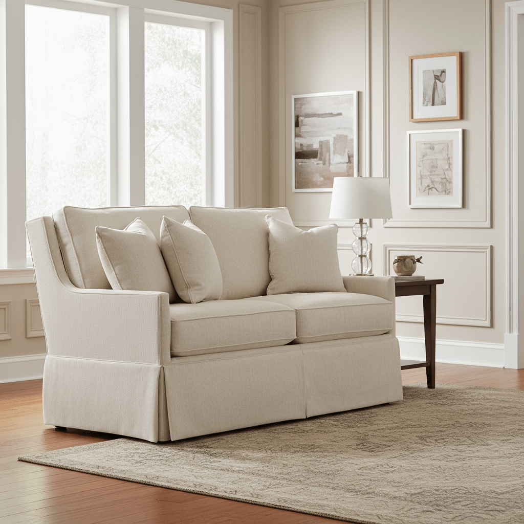Kelly Skirted Left Arm Loveseat Sofas & Loveseats| Fairfield Chair