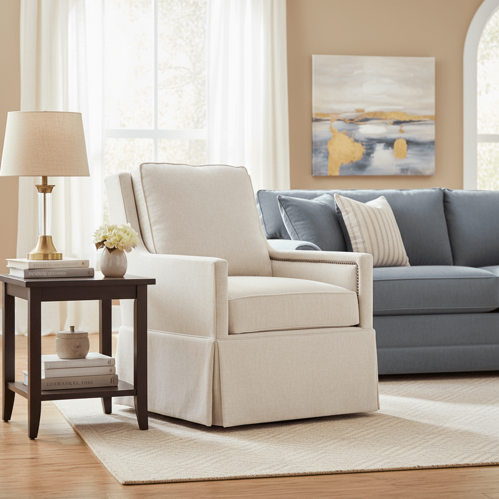 Kelly Skirted Swivel Glider Chairs| Fairfield Chair