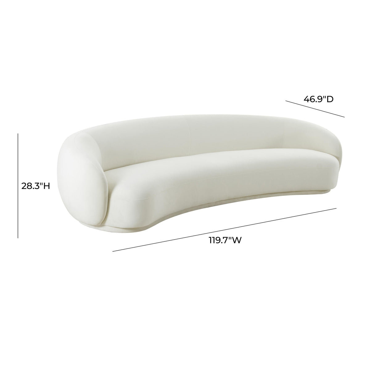 Kendall Cream Velvet 120 Inch Sofa Sofas & Loveseats| TOV