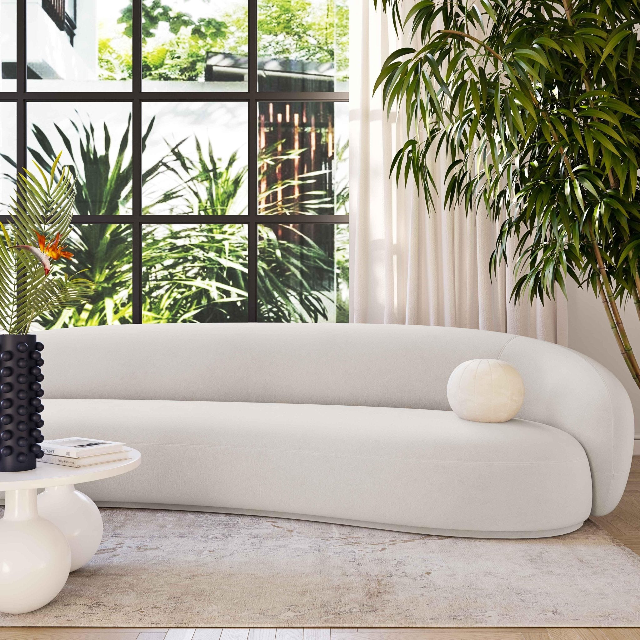 Kendall Cream Velvet 120 Inch Sofa Sofas & Loveseats| TOV